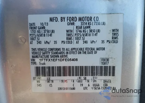 2013 Ford F150 Super Cab from USA, damaged, VIN 1FTFX1EF1DFE05408